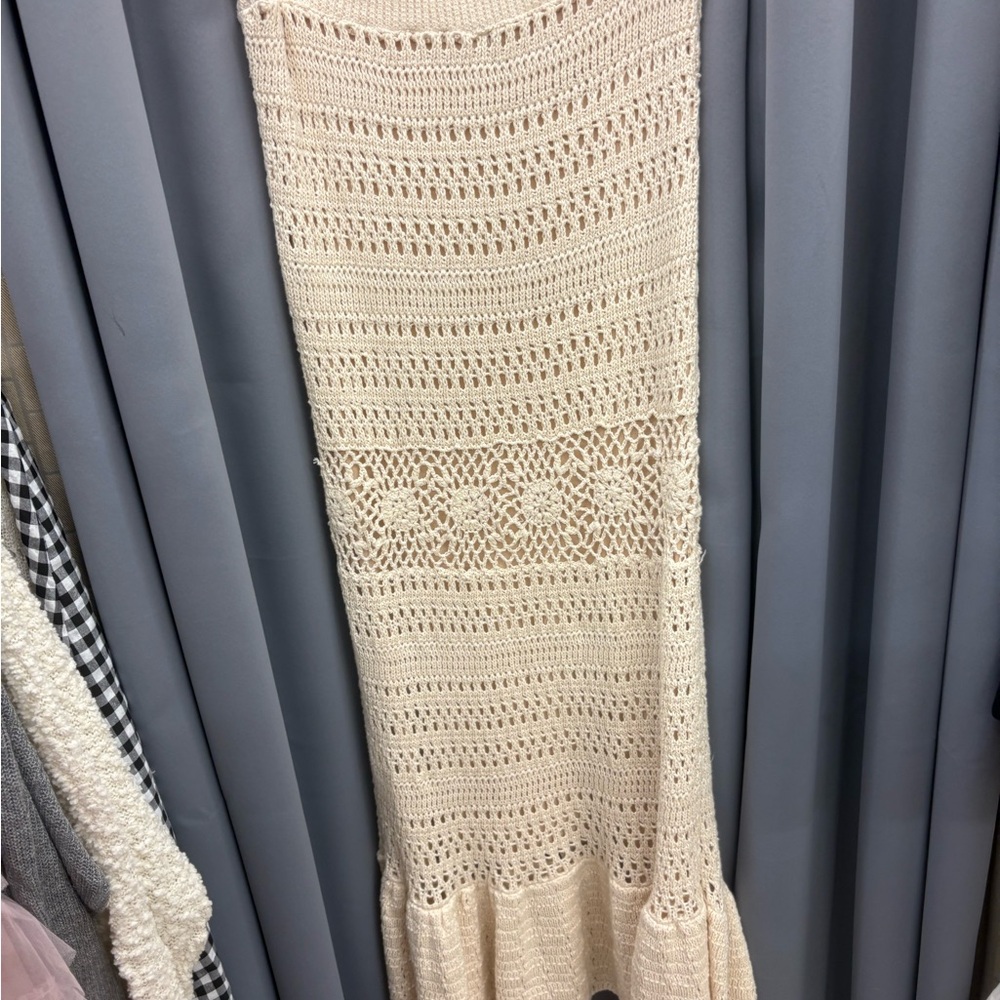 We The Free Ivory Crochet Knit Dress
